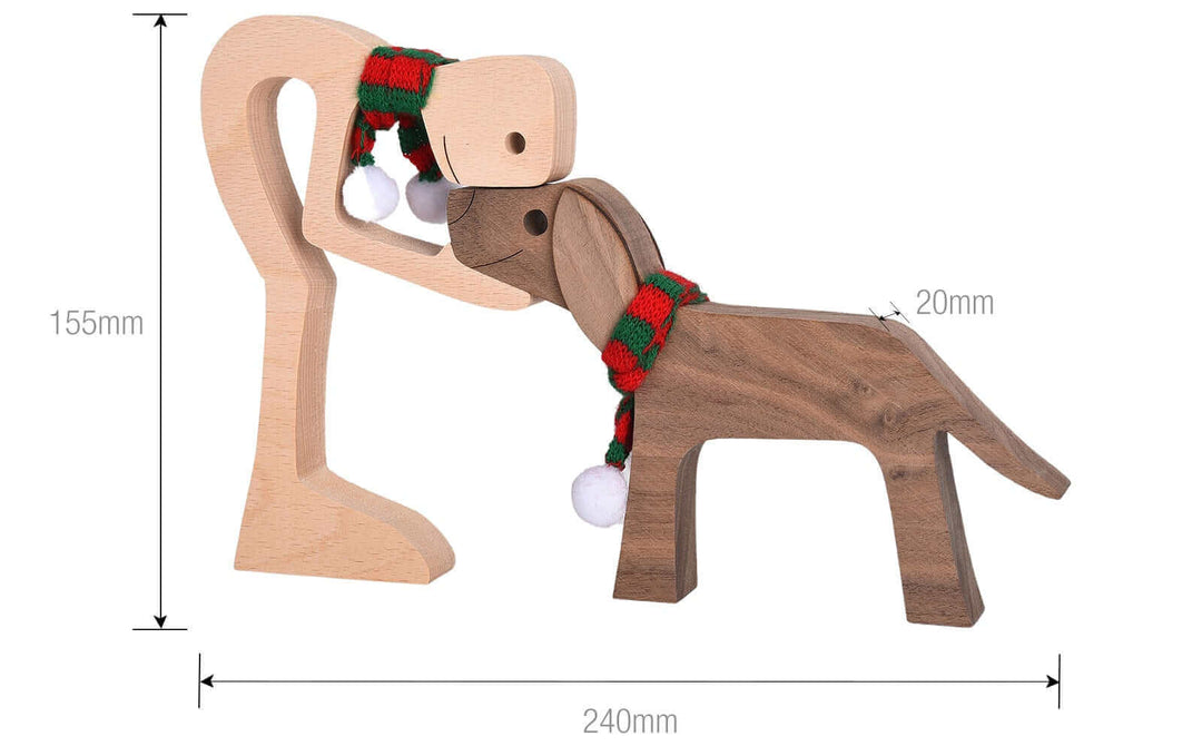 Håndskåret Trædyr Ornament i Naturligt Træ