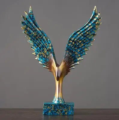 Elegant Ørneskulptur i Guld og Sort Harpiks