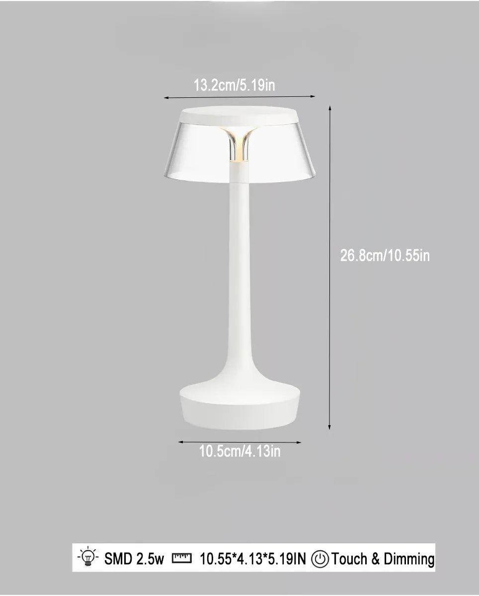 Genopladelig Touch Control Bordlampe i Krystaldesign