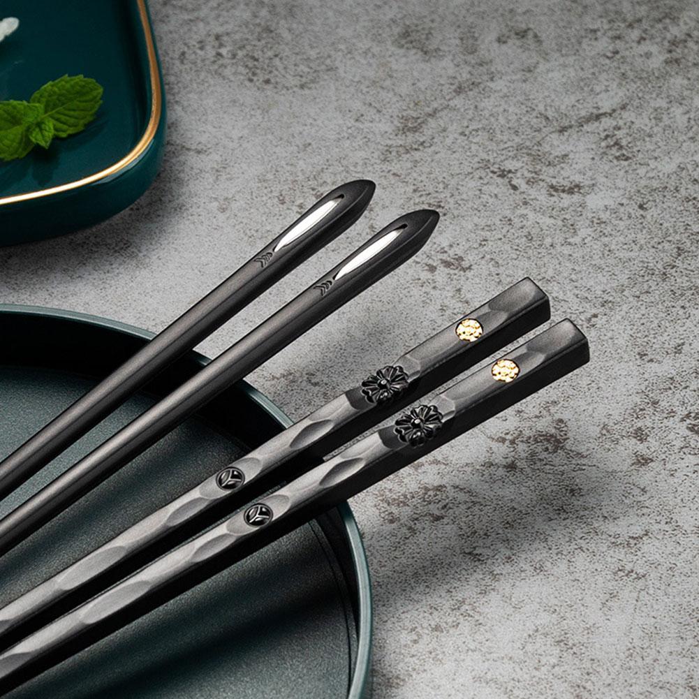 Elegant Legering Spisepinde Sæt - 5 Par, Holdbar og Hygiejnisk