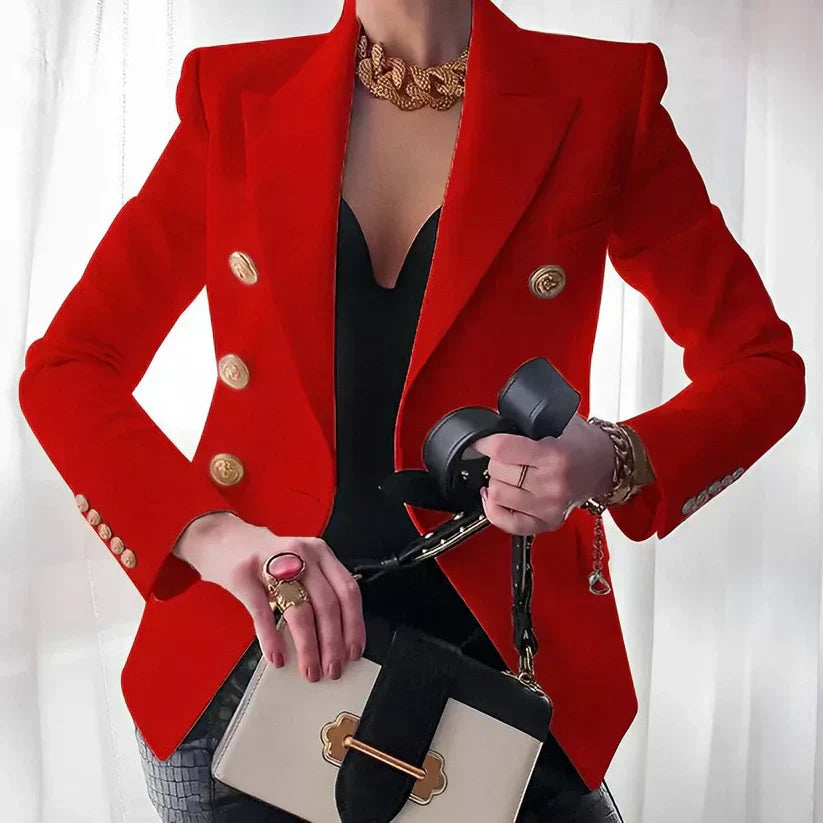 Monroe | Kvinders Klassiske Dobbeltradet Blazer med Guldknapper