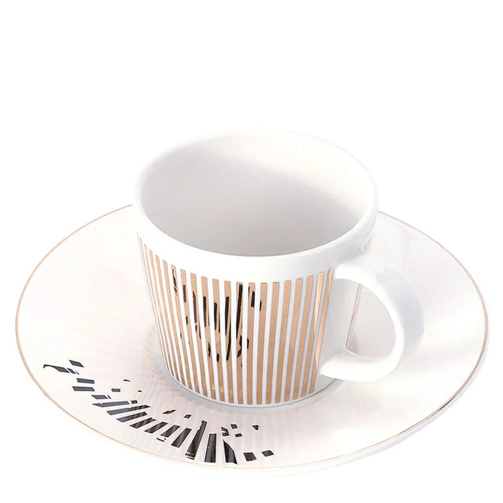 Keramiske Kaffekopper med Leopardmønster og Underlag