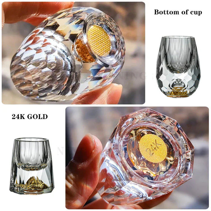 Blyfrit Krystal Whiskey Glas med 24K Guldblad Finish