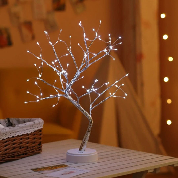 Justerbar Bonsai Træ Bordlampe med Varmt Lys