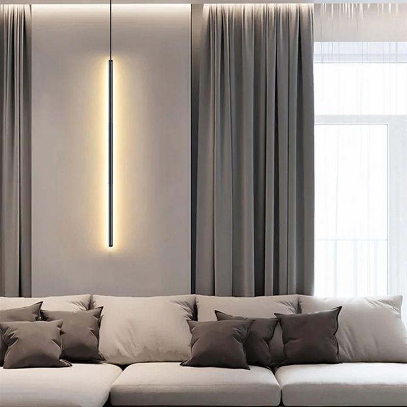 Minimalistisk Sort LED Pendellampe med 16W Indbygget Lys