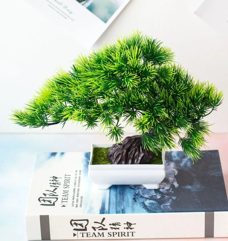 Mini Bonsai Plante i Plast til Skrivebordsdekoration