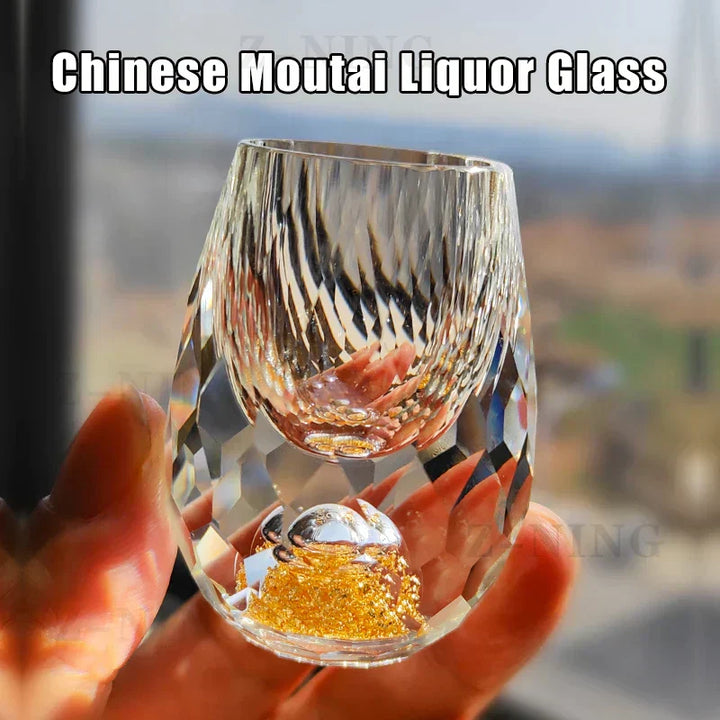 Blyfrit Krystal Whiskey Glas med 24K Guldblad Finish