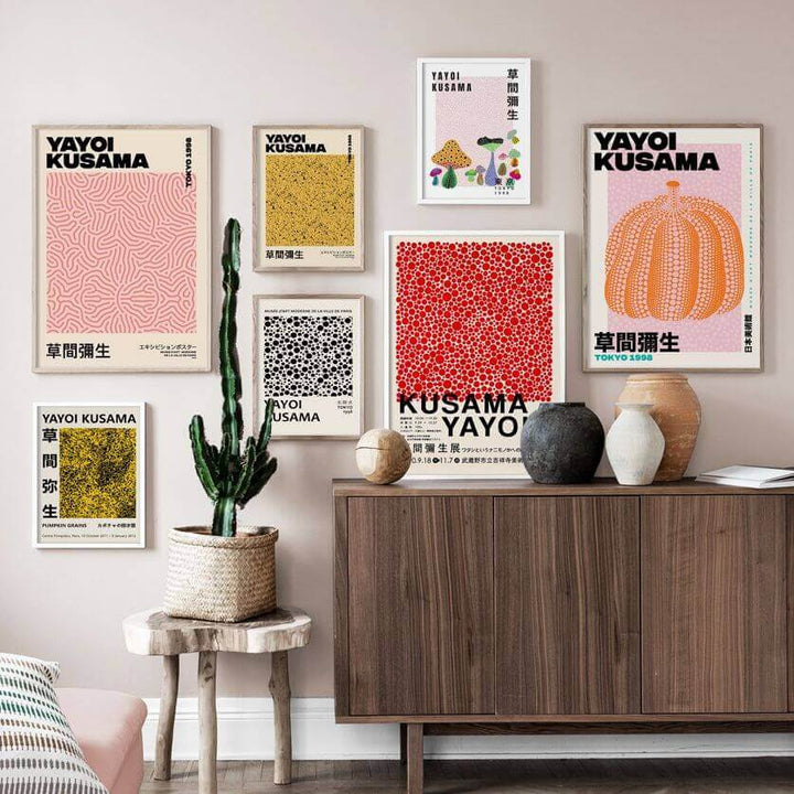 Yayoi Kusama Abstrakt Kunstplakat med Livlige Farver