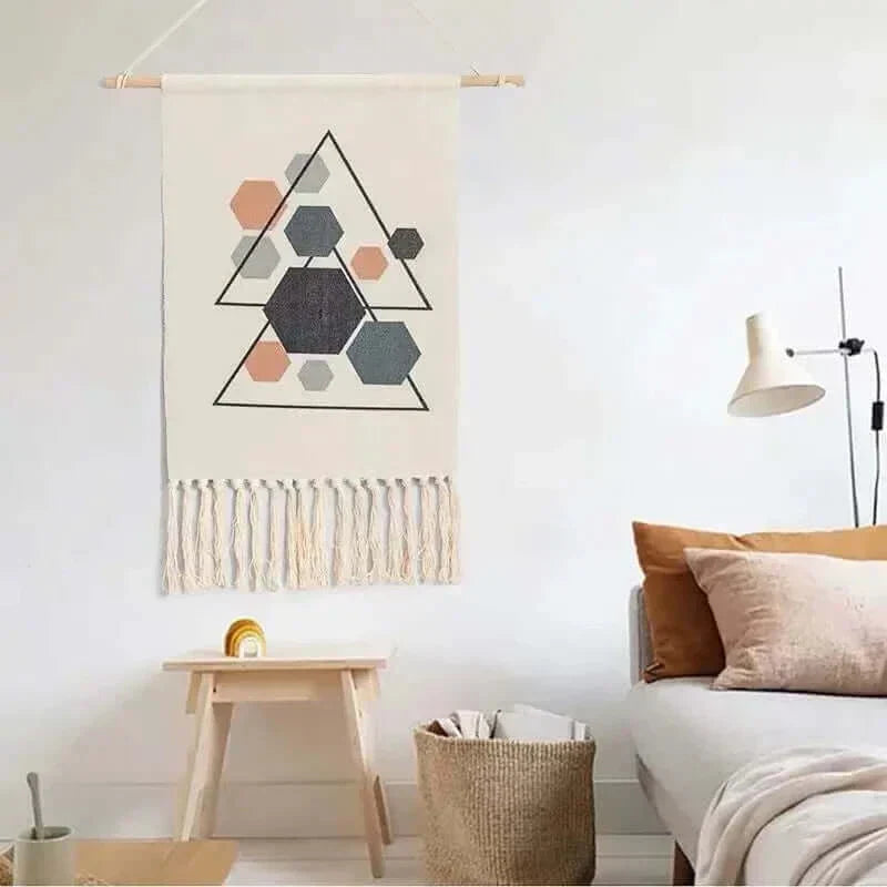 Håndlavet Bomulds Makramé Vægophæng 50x70 cm