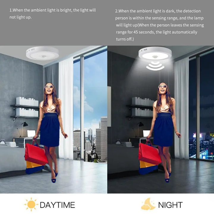 LED Loftlampe med Bevægelsessensor i Aluminium