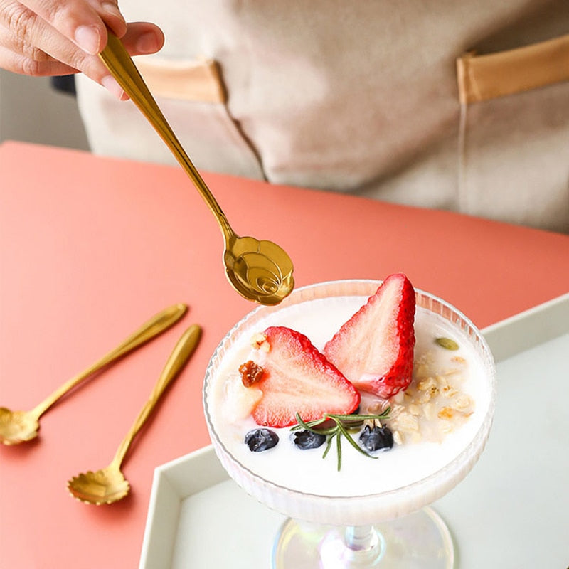 Blomsterdesign Teaspoons i Rustfrit Stål - 8 Stk