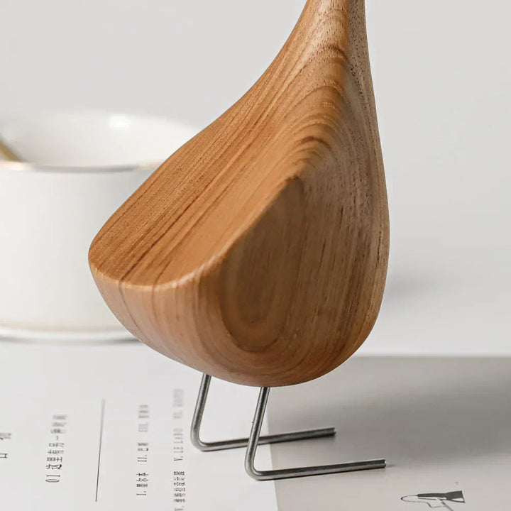 Håndlavet Teaktræ Gåsepar Skulptur i Naturlig Finish