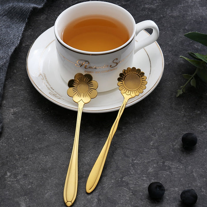Blomsterdesign Teaspoons i Rustfrit Stål - 8 Stk