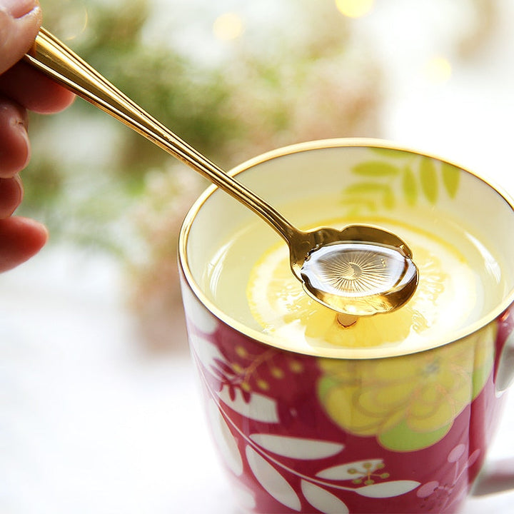 Teaspoons i Rustfrit Stål med Blomstermotiv - 8 Stykker