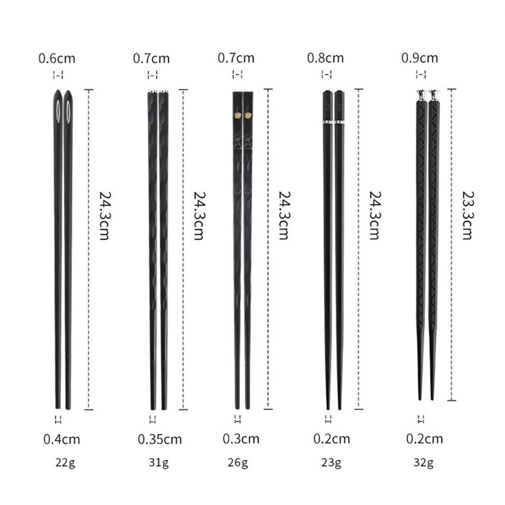 Elegant Legering Spisepinde Sæt - 5 Par, Holdbar og Hygiejnisk