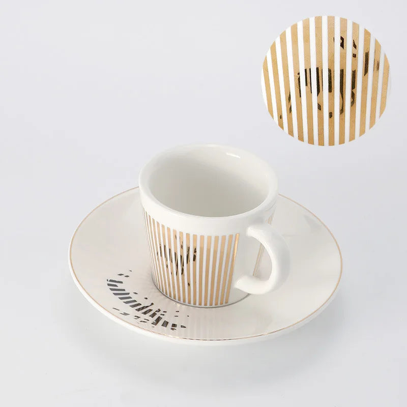 Keramiske Kaffekopper med Leopardmønster og Underlag