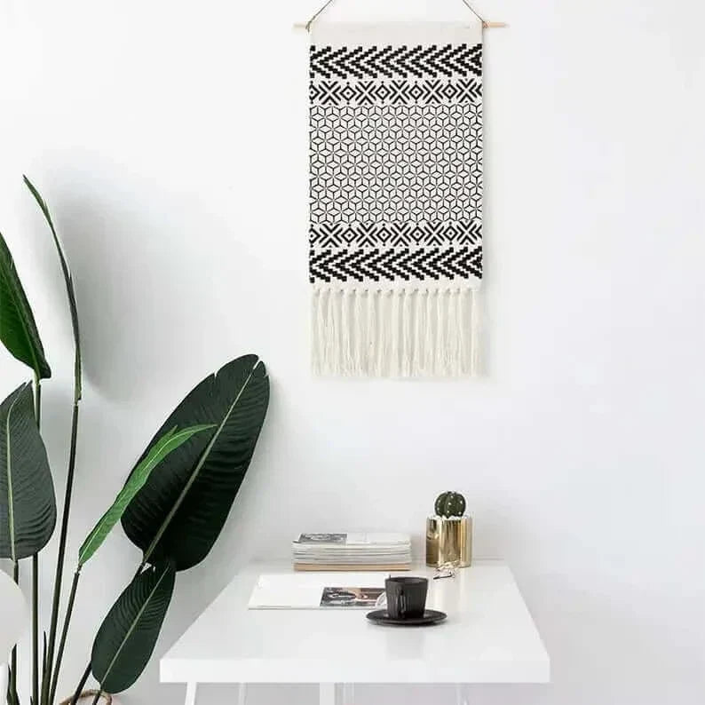 Håndlavet Bomulds Makramé Vægophæng 50x70 cm