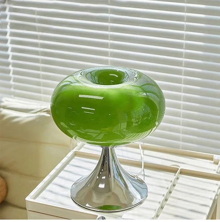 Æbleformet Glas Bordlampe med Varm Nostalgisk Belysning