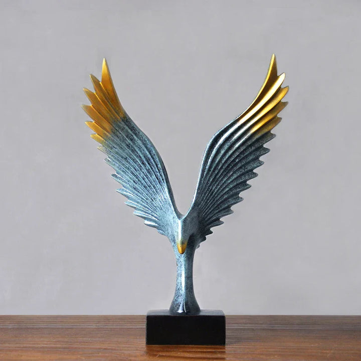 Elegant Ørneskulptur i Guld og Sort Harpiks