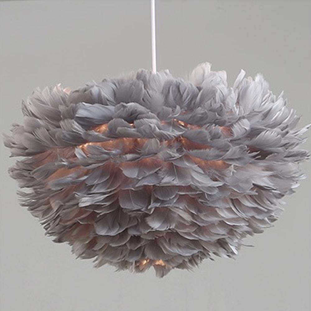 Elegant Pendellampe i Gåsefjer - Elfenben og Antracit
