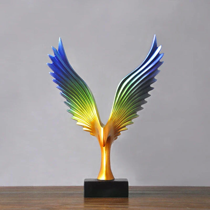 Elegant Ørneskulptur i Guld og Sort Harpiks