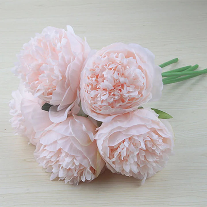 Stor Kunstig Pæon Blomsterbuket i Silke til Bryllup og Dekoration