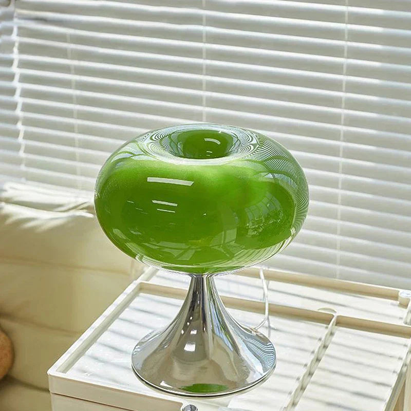 Æbleformet Glas Bordlampe med Varm Nostalgisk Belysning