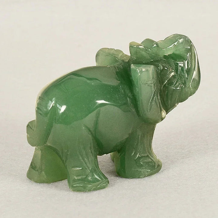 Grøn Aventurine Jade Elefant Figurine til Feng Shui Dekor