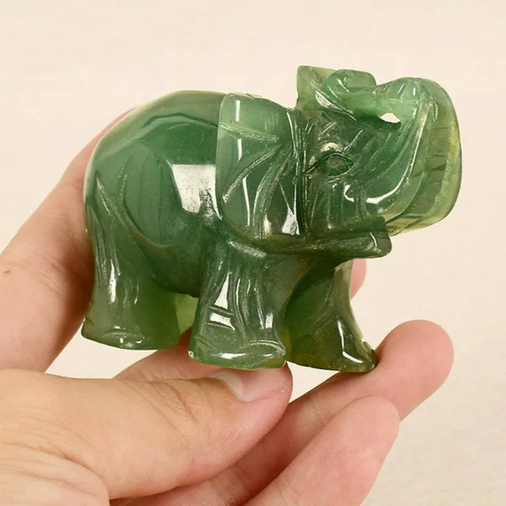 Grøn Aventurine Jade Elefant Figurine til Feng Shui Dekor