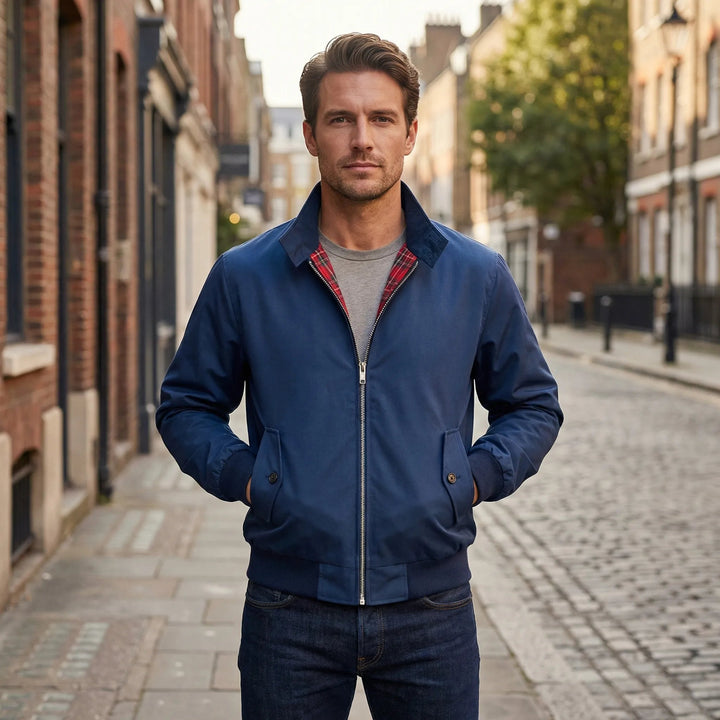 Harrington Jacke med Reißverschluss og Stehkragen