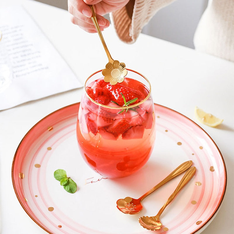 Teaspoons i Rustfrit Stål med Blomstermotiv - 8 Stykker