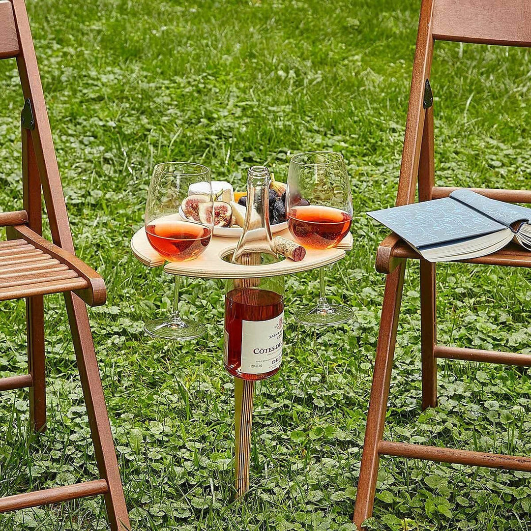 Bærbart Håndlavet Træ Vinbord til Picnic