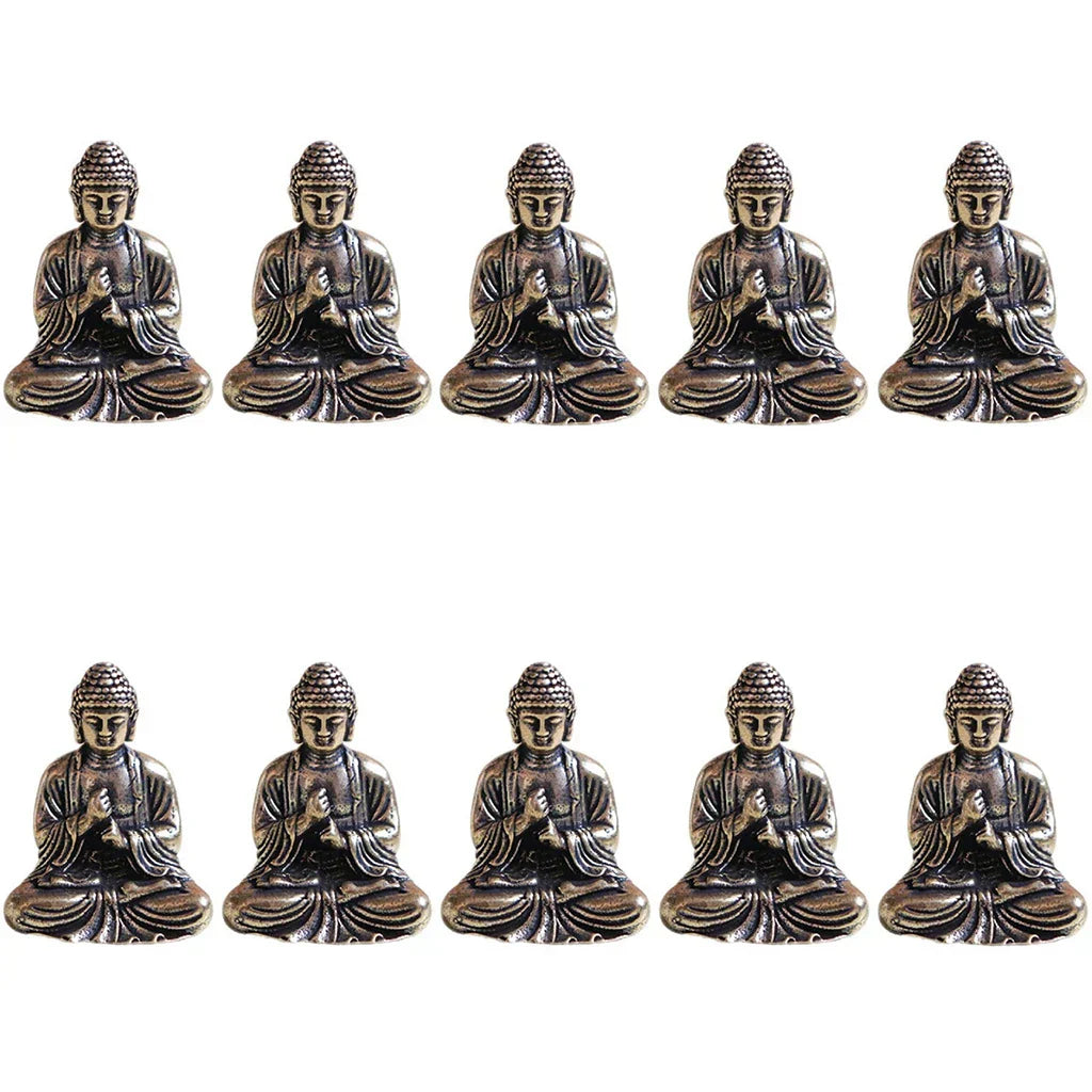 Mini Messing Buddha Statuer - Sæt af 10 til Kontorindretning