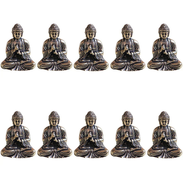 Mini Messing Buddha Statuer - Sæt af 10 til Kontorindretning