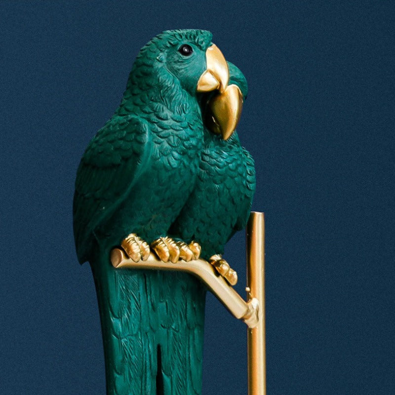 Dekorativ Lovebird Skulptur i Metal og Harpiks