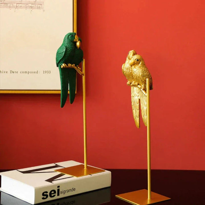 Dekorativ Lovebird Skulptur i Metal og Harpiks