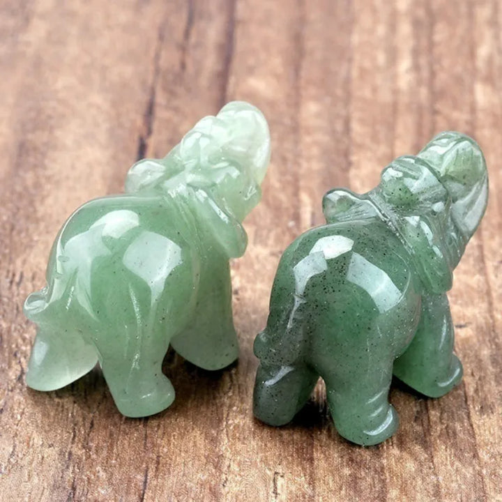 Grøn Aventurine Jade Elefant Figurine til Feng Shui Dekor