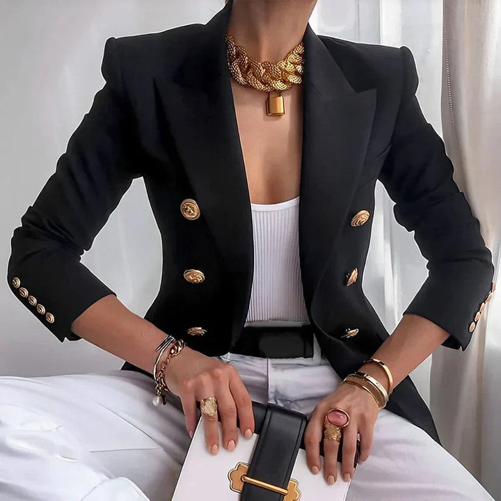 Monroe | Kvinders Klassiske Dobbeltradet Blazer med Guldknapper