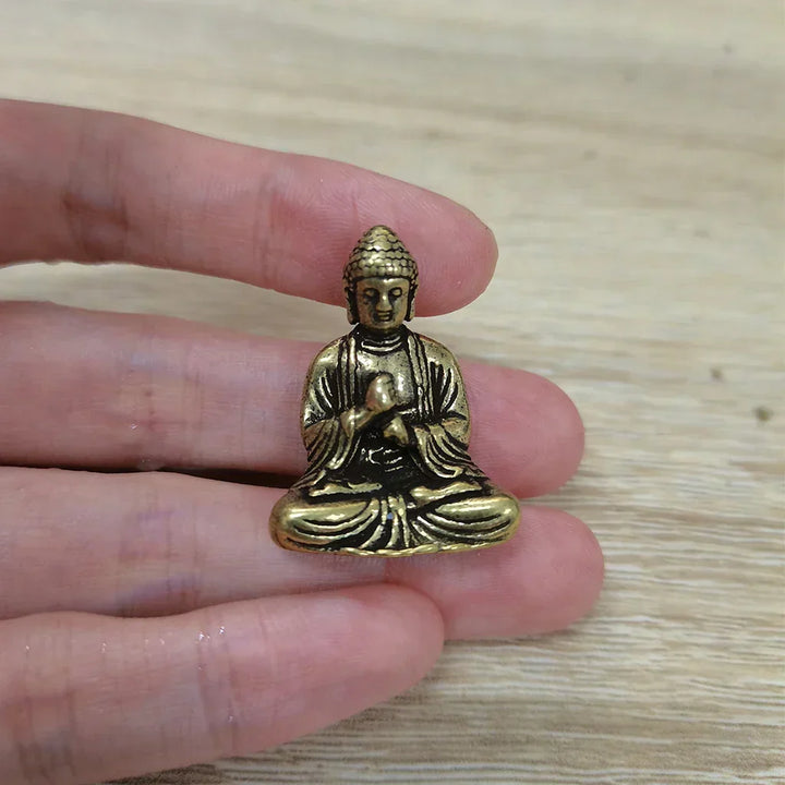Mini Messing Buddha Statuer - Sæt af 10 til Kontorindretning