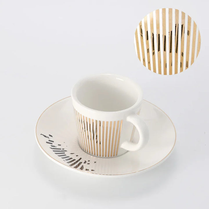 Keramiske Kaffekopper med Leopardmønster og Underlag
