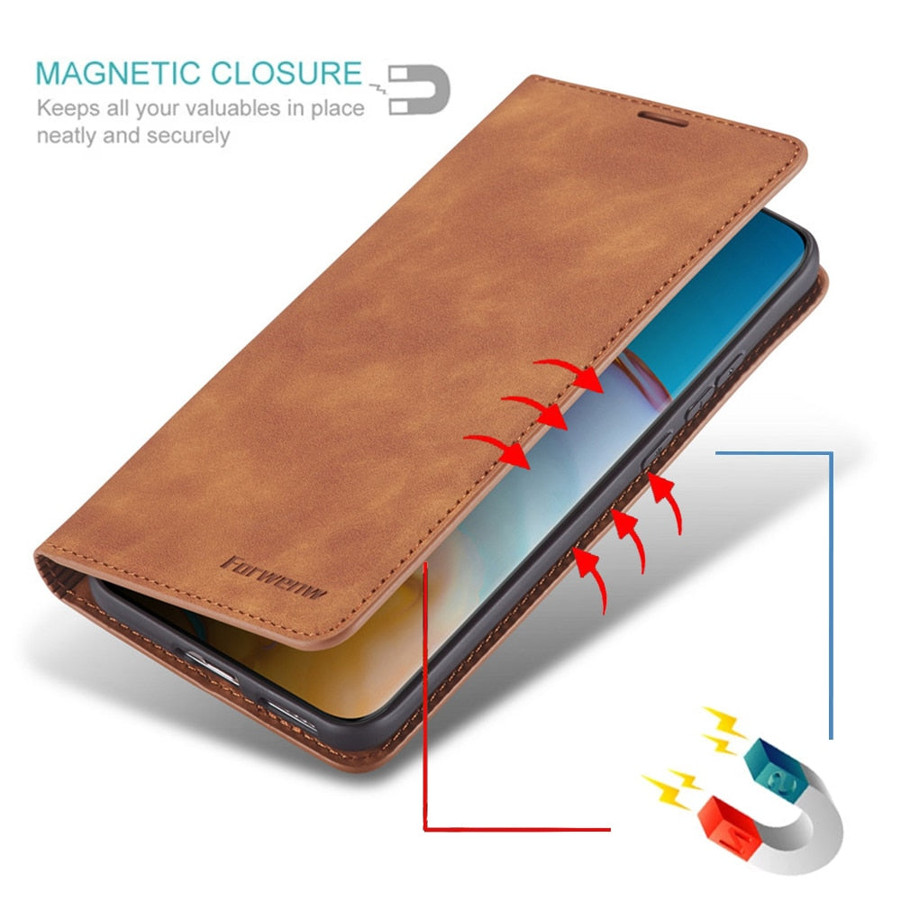 Magnetisk Læder Etui til Huawei Smartphone
