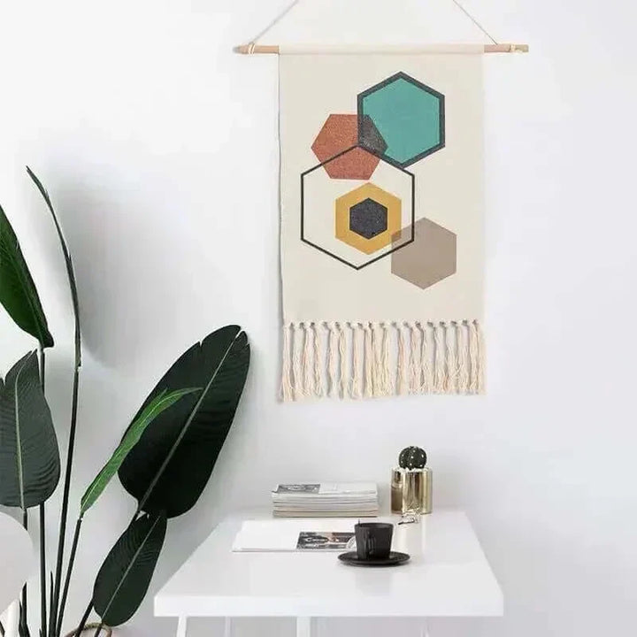 Håndlavet Bomulds Makramé Vægophæng 50x70 cm