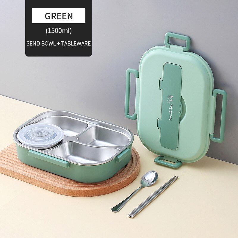 Rustfrit Stål Bento Madkasse med Flere Rum til Børn