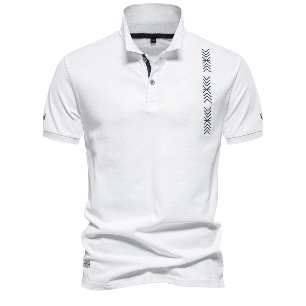 Slim Fit Poloshirt med Geometrisk Broderi