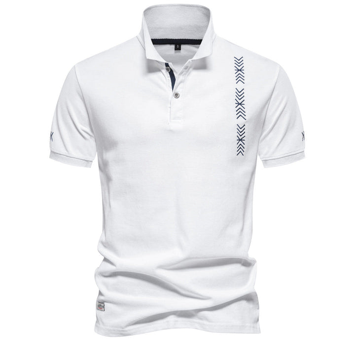 Slim Fit Poloshirt med Geometrisk Broderi