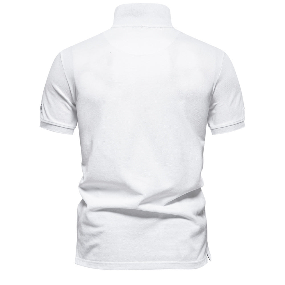 Slim Fit Poloshirt med Geometrisk Broderi