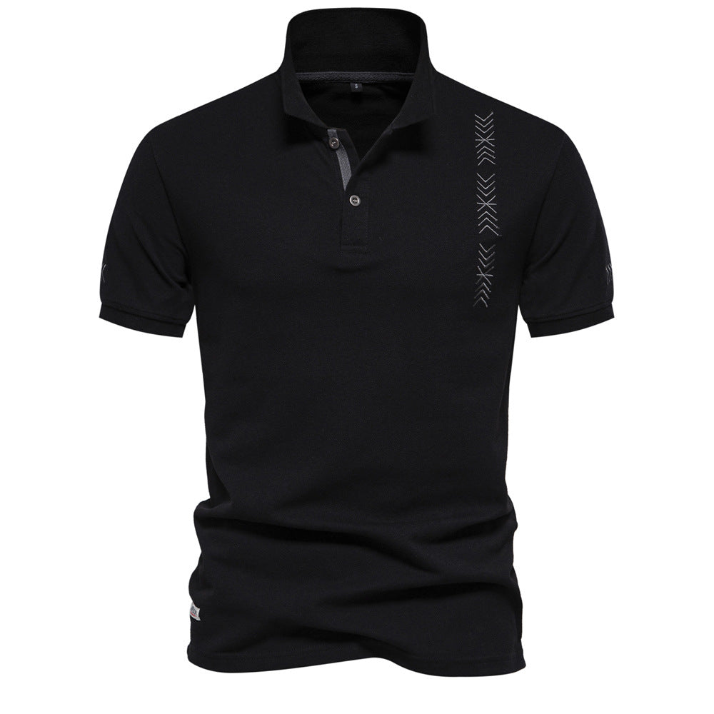 Slim Fit Poloshirt med Geometrisk Broderi