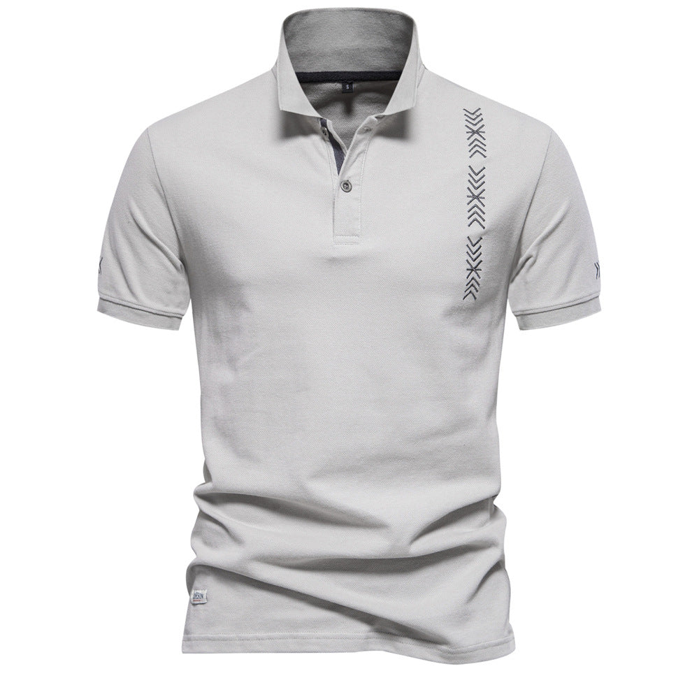 Slim Fit Poloshirt med Geometrisk Broderi