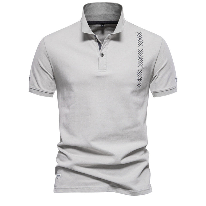 Slim Fit Poloshirt med Geometrisk Broderi