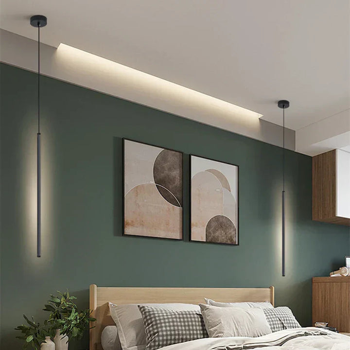 Minimalistisk Sort LED Pendellampe med 16W Indbygget Lys